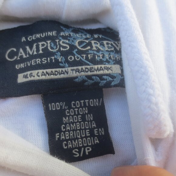 Campus Crew University Outfitter 100% Cotton Varsity White Pullover Hoodie - Picture 2 of 10